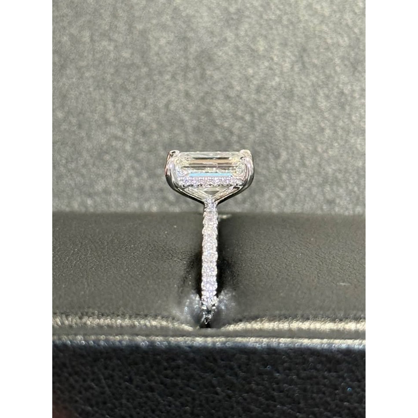 14k White Gold 3.03 Emerald Cut Lab Grown Diamond E Color VS1 Clarity  3.53 Total Weight IGI
