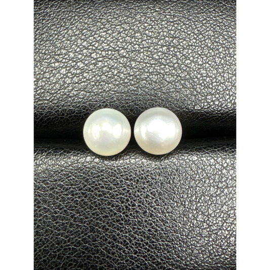 New Condition Sterling Silver Freshwater Pearl 8mm Stud Earrings 925