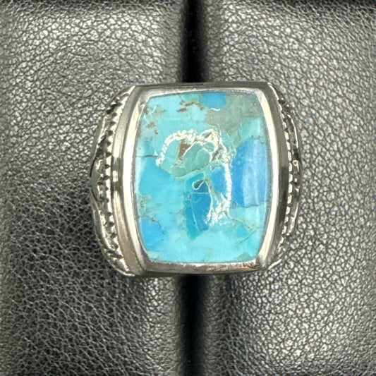New Condition Sterling Silver Turquoise Turkish Design Ring 925 Size 9