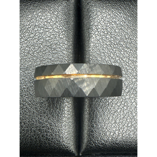 EUC Black Gold Tungsten Carbide Faceted Band Ring 925 Size 10 R9