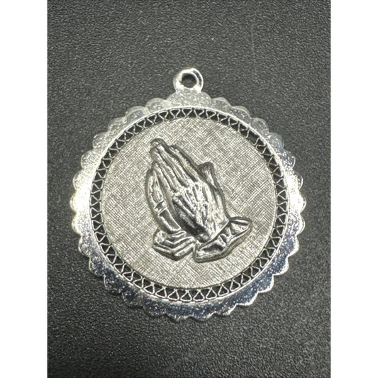 Sterling Silver Serenity Prayer Hands Charm Pendant 925 R06