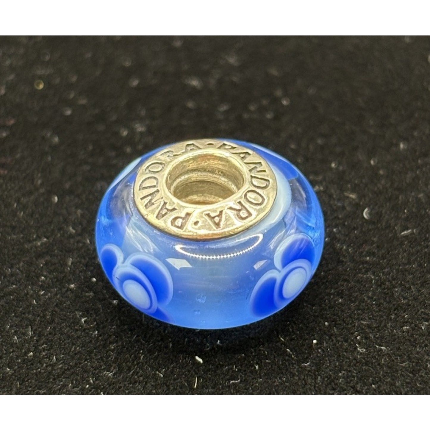 Pandora Sterling Silver Blue Flowers Murano Charm ALE W29