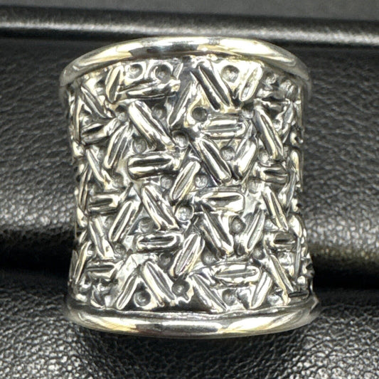New Condition Sterling Silver Basket Weave Band Ring 925 Size 7