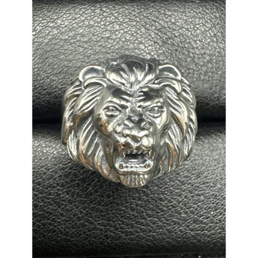 New Condition Sterling Silver Lion Head Ring 925 Size 13