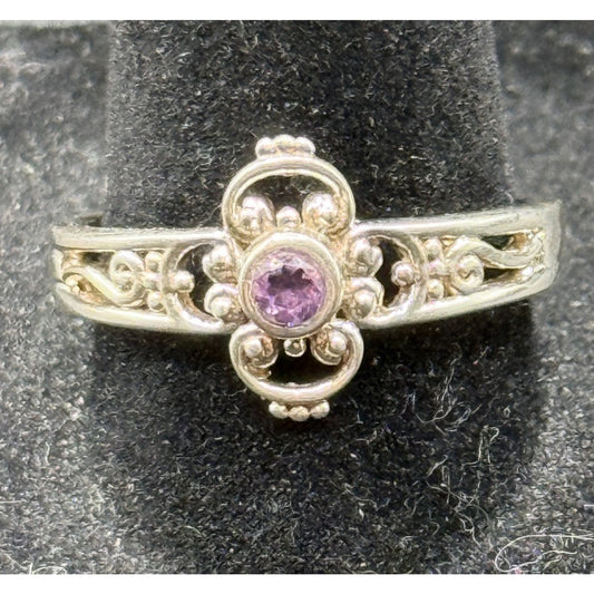 New Condition Sterling Silver Genuine Amethyst Ring Size 10.00 P19