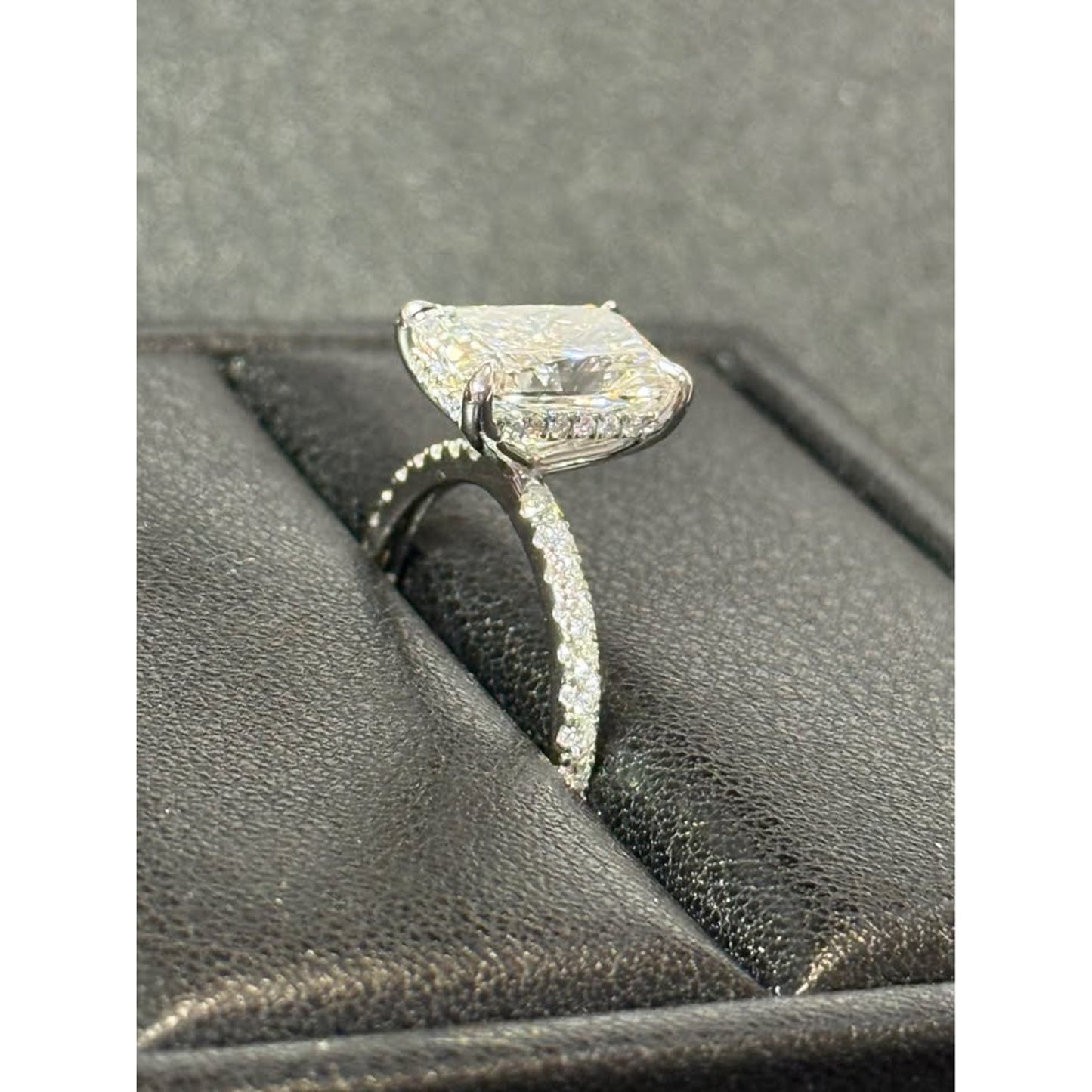 14k White Gold 3.07 Radiant E Color VVS2 Clarity IGI Ring IGI Brand New Ring 3.58 Total Weight