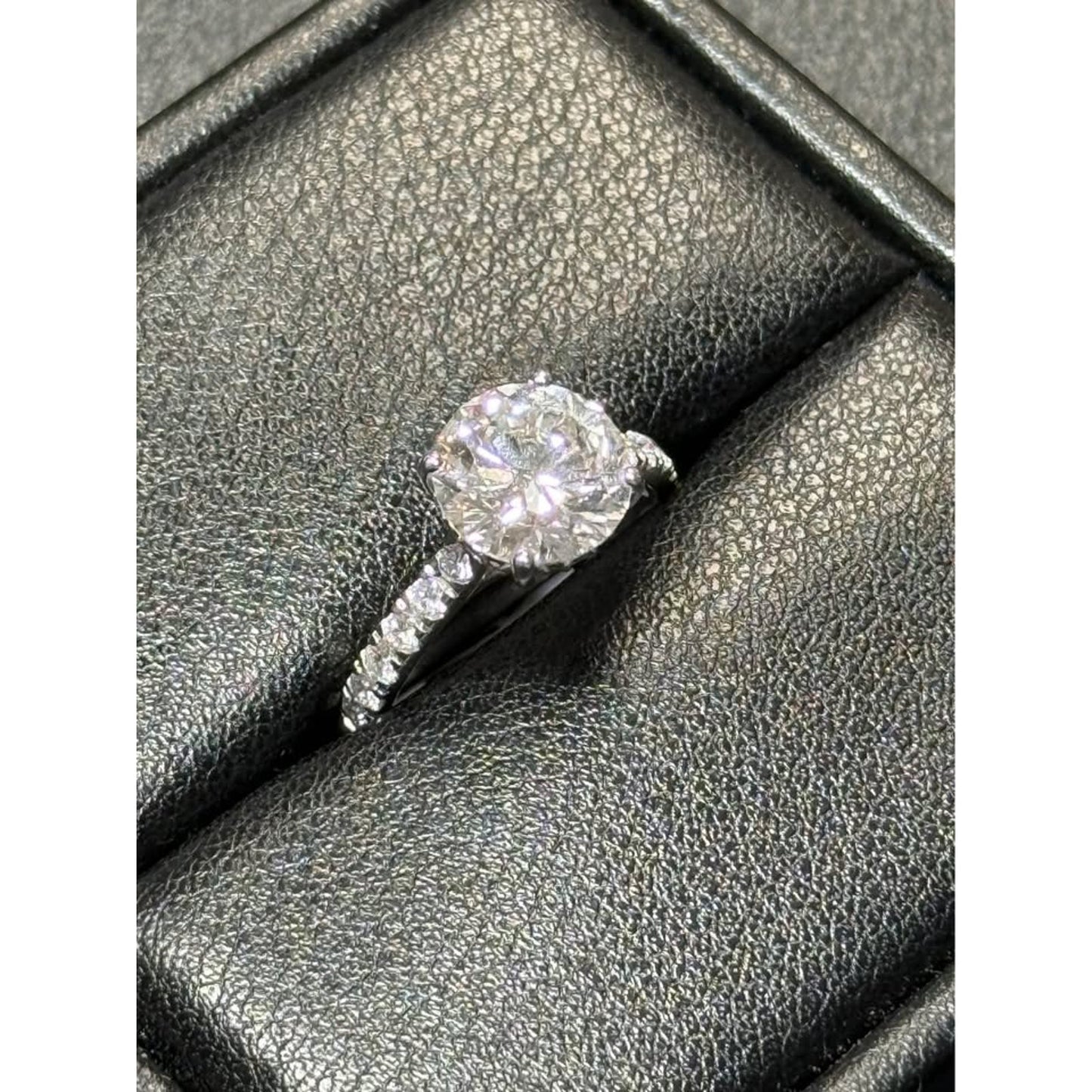 14k White Gold 3.04 Carat Round Lab Grown Diamond E Color VS1 Clarity 3.51 Total Weight