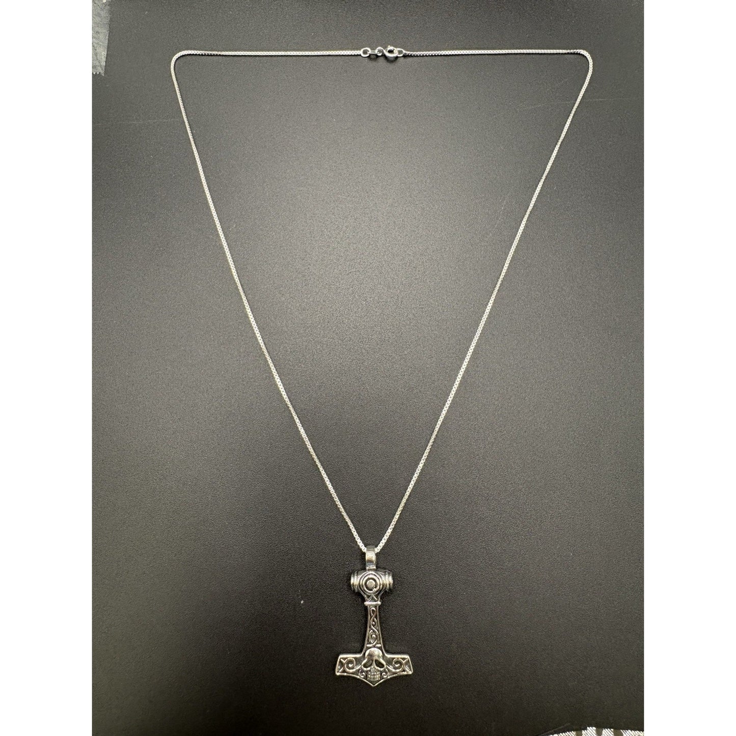 New Condition 20" Sterling Silver Anchor & Skull Pendant Necklace