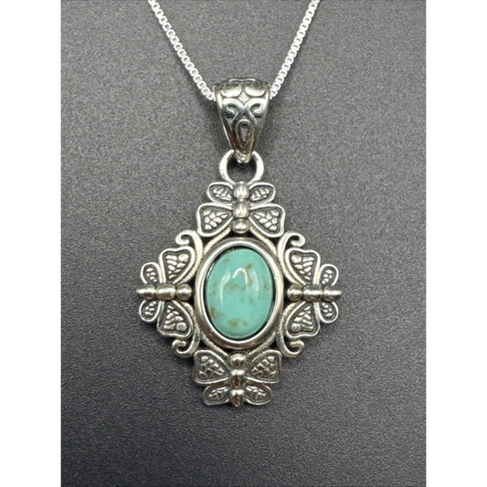 18” New Condition Turquoise Butterfly Pendant Necklace