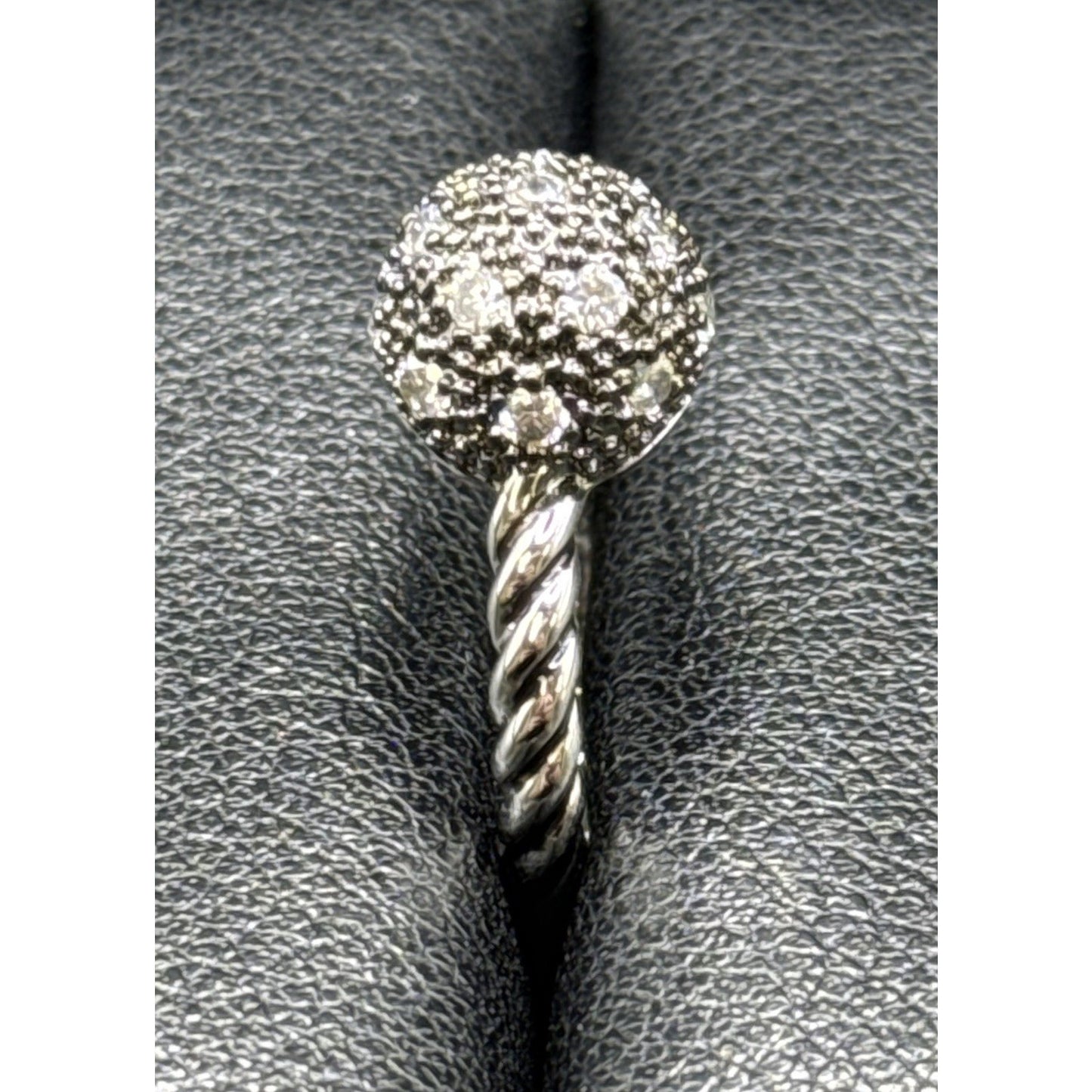 New Condition Sterling Silver Textured Rope Ball Ring Size 7.00