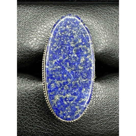 Sterling Silver Lapis Long Ring 15g 28x35mm 925 Size 7.5 T9