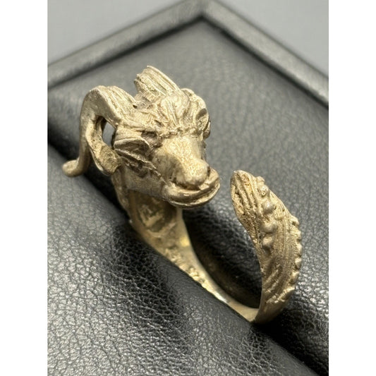 Vintage Sterling Silver Ram’s Head Ring Size 7 Adjustable 8 Grams W18