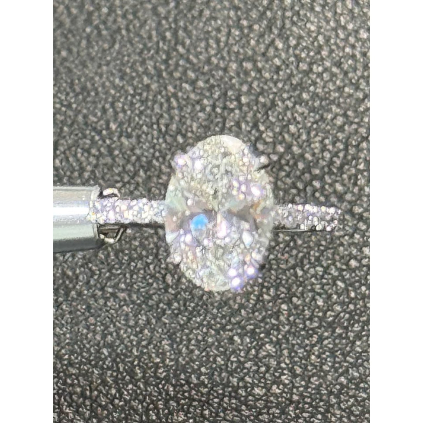 14k White Gold 3.08 Carat Oval Lab Grown Diamond Ring E Color VS1 Clarity