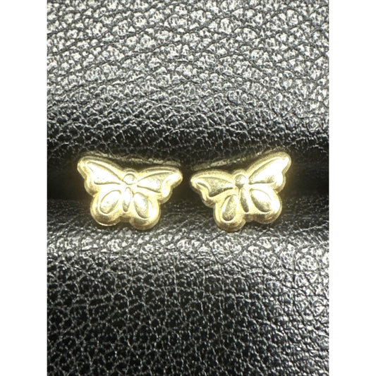 New Condition 14k Yellow Gold Butterfly Stud Earrings