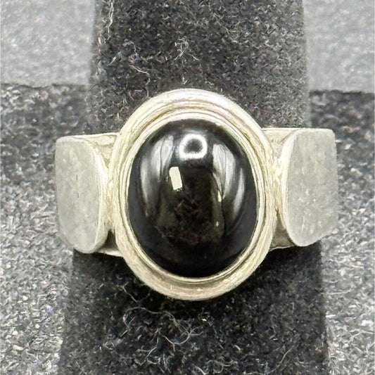 Vintage Sterling Silver Onyx Can Ring Size 7.00 M27