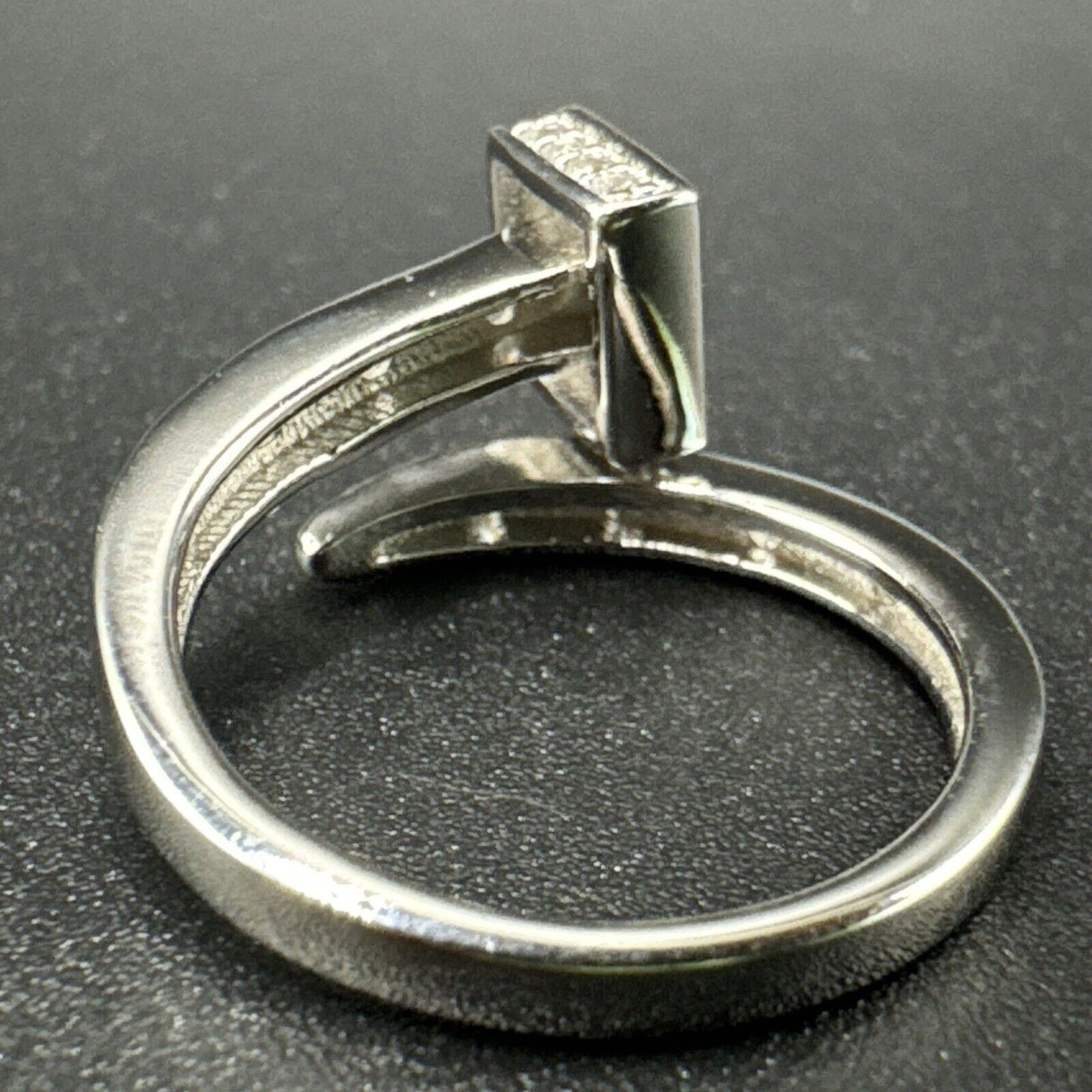 New Condition Sterling Silver Pavé Nail Ring 925 Size 7.00