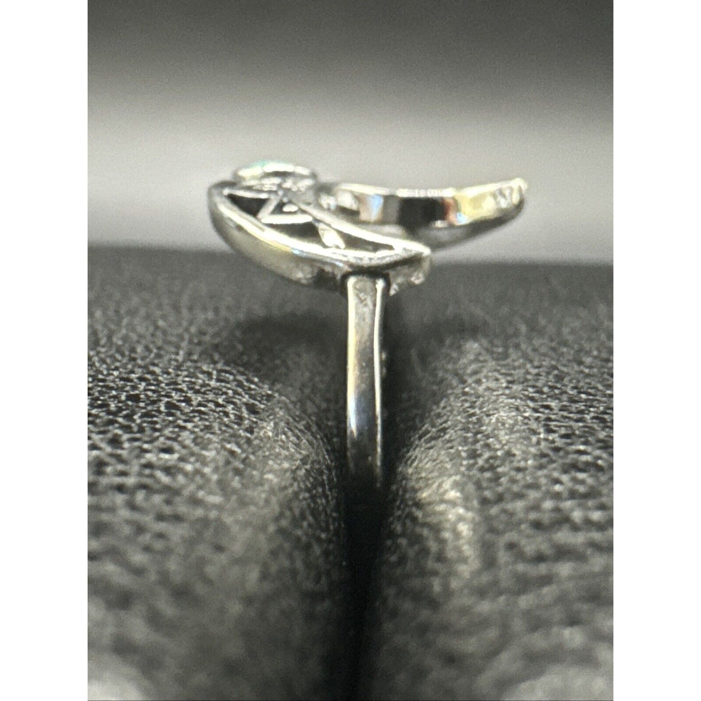 New Condition Sterling Silver Turquoise Openwork Crescent Moon Ring 925 Size 7
