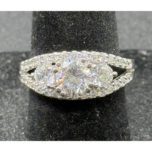 EUC Sterling Silver Cubic Zirconia Engagement Ring Size 5.75 925 N28