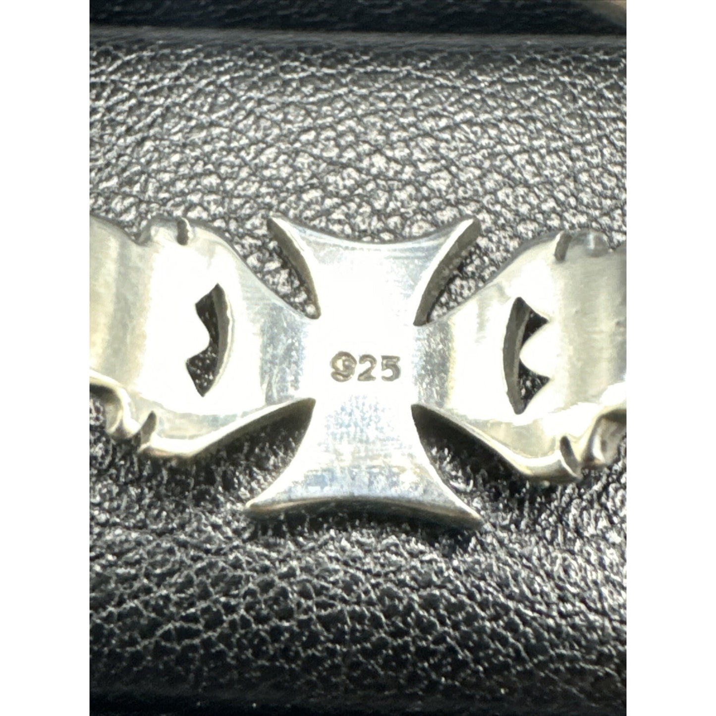 New Condition Sterling Silver Gents Iron Cross Ring 925 Size 10