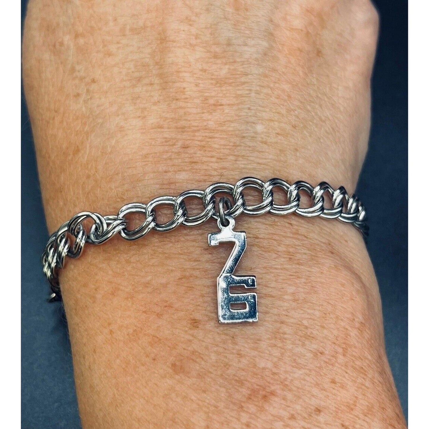 Vintage 7” Sterling Silver Charm Bracelet From 76 1976 Charm 10 Grams L19
