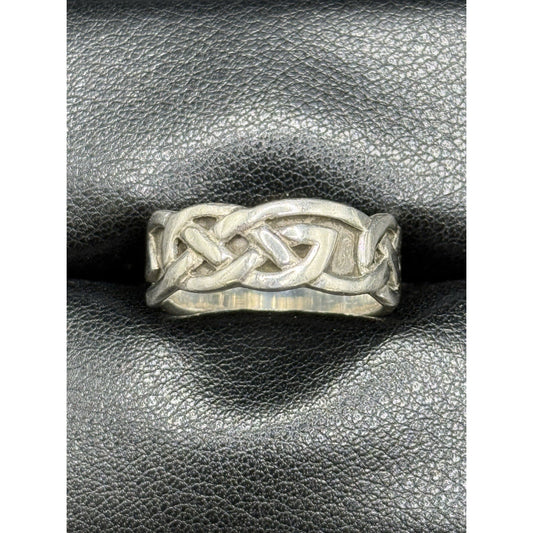 Sterling Silver Celtic Knot Band Ring Size 10.25 8MM P31