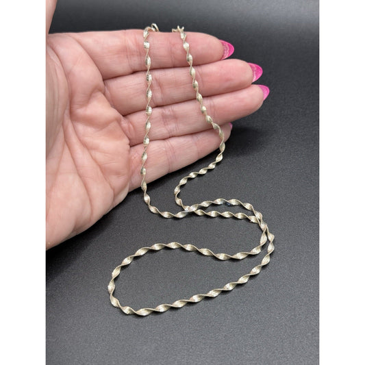 20” Vintage Sterling Silver Singapore Chain Necklace 3 Grams Q7