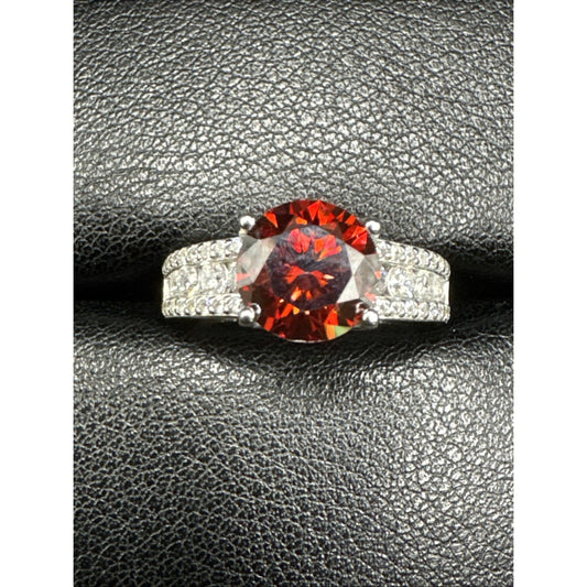New Condition Sterling Silver Moissanite Ring 925 Size 7 GRA