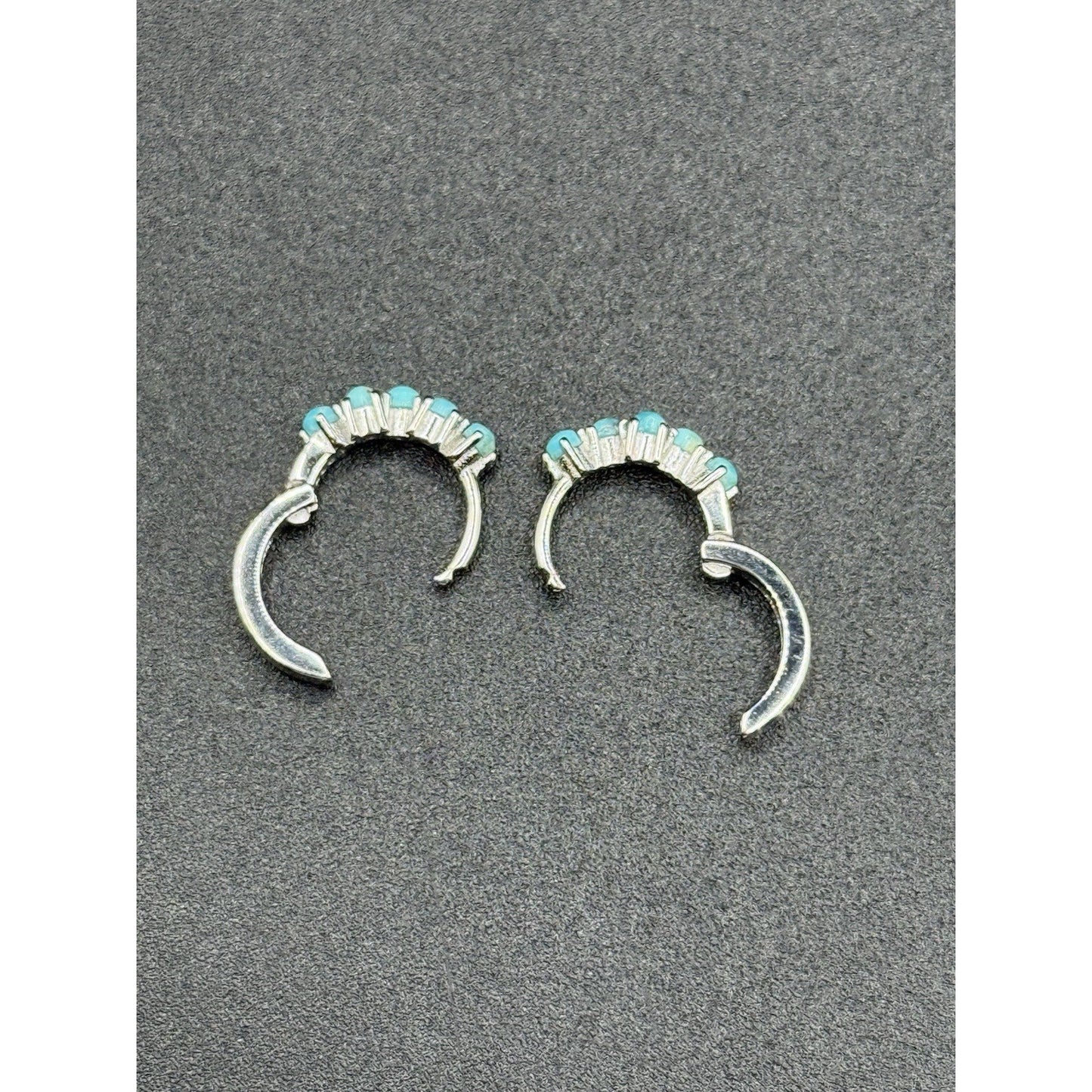 New Condition Sterling Silver Genuine Turquoise Dainty Hoops 925