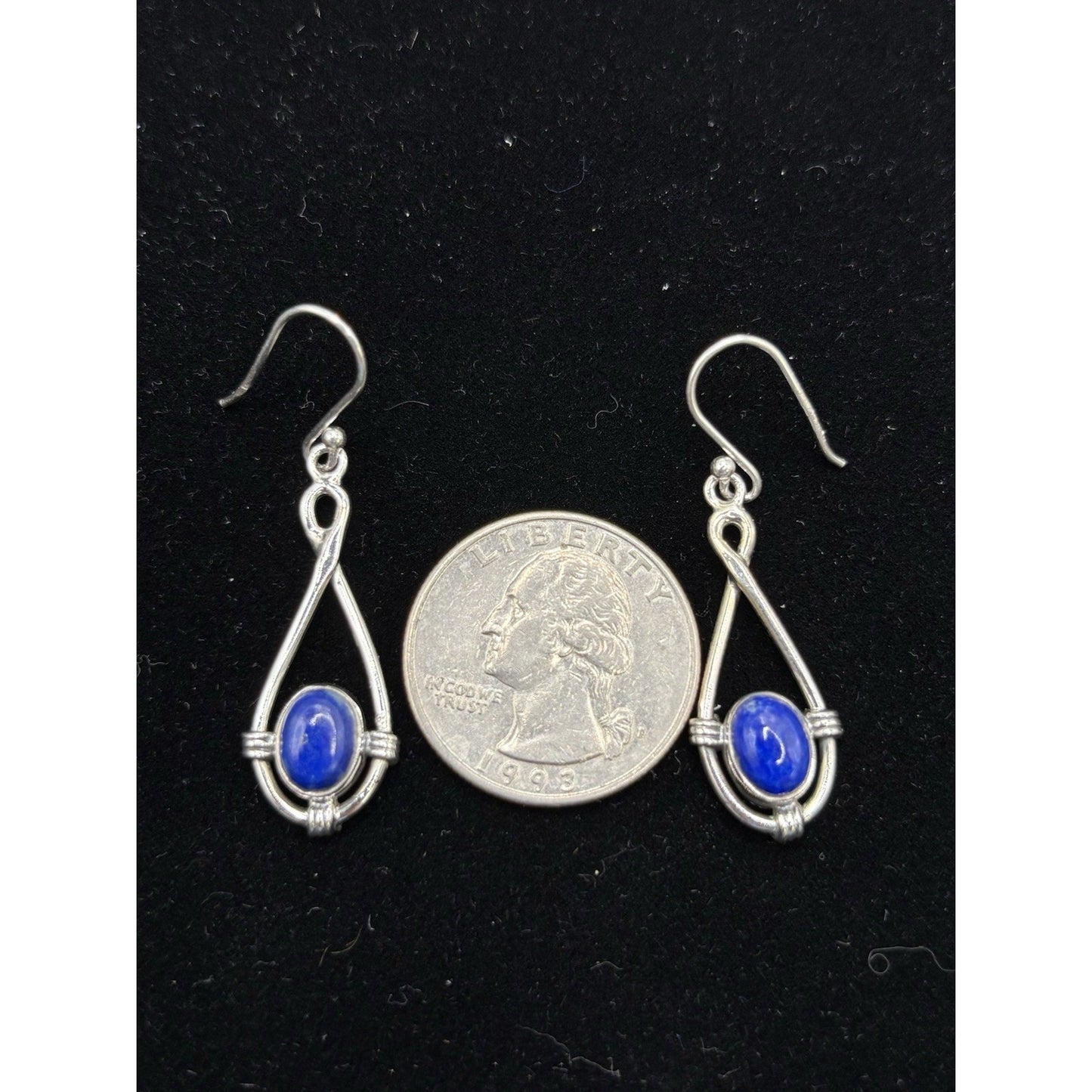 New Condition Sterling Silver Lapis Lazuli Dangle Earrings