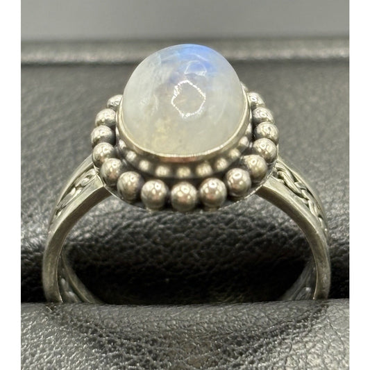 New Condition Sterling Silver Moonstone Ring Braid Size 7