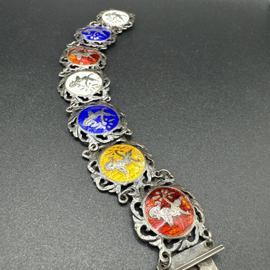 7” 24mm 27g Blue White Red Gold Siam Bracelet 925 Q24