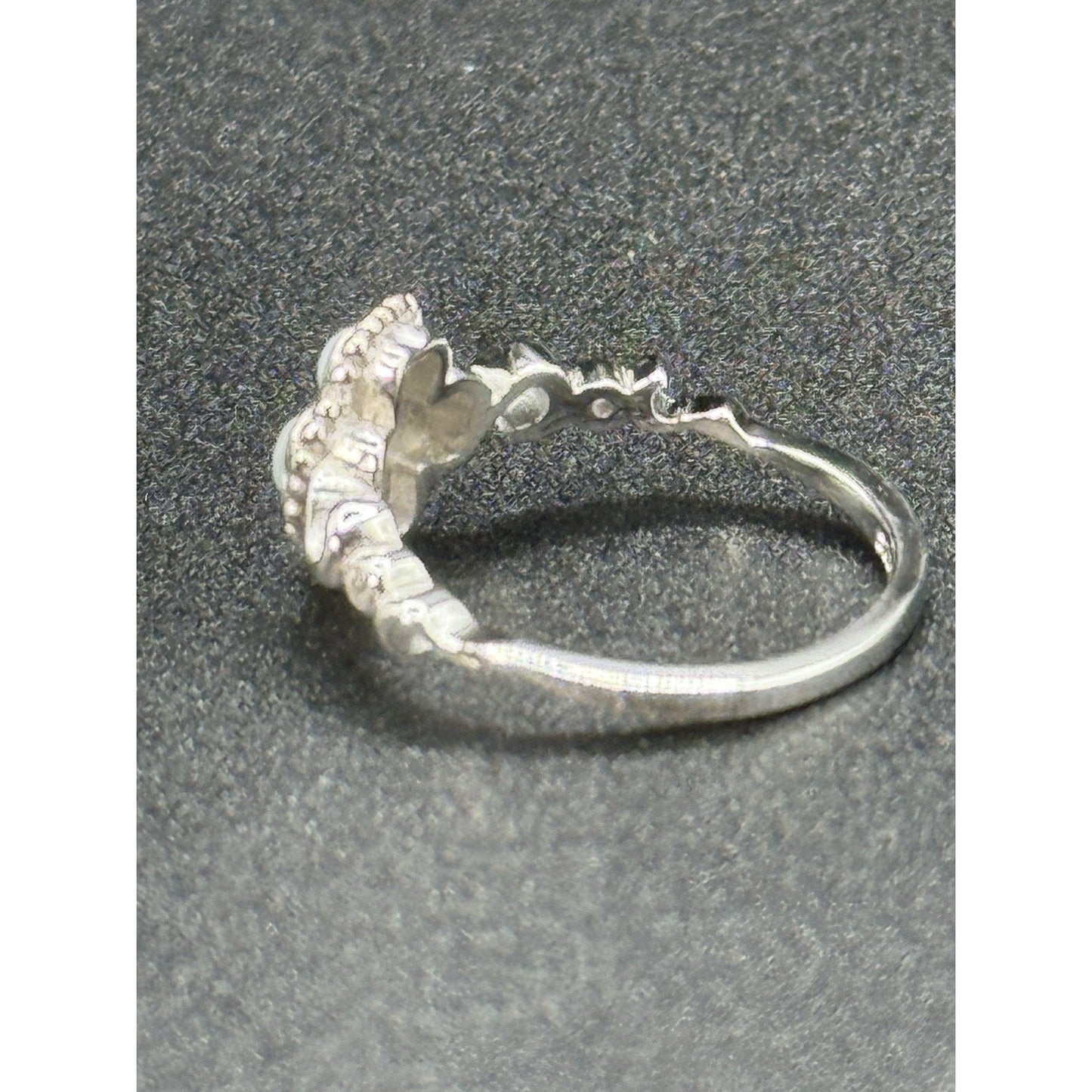 NC Sterling Silver Laramar Cubic Zirconia Ring Size 7.00 Four Leaf Clover