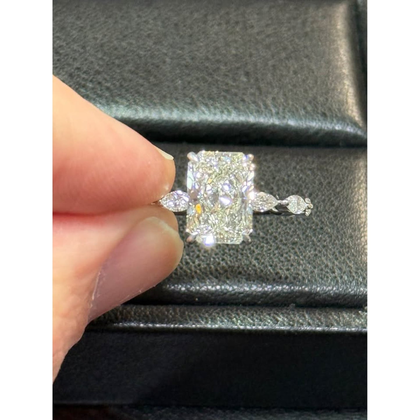 Brand New 14k White  Gold 3.05 Radiant Lab Grown Diamond Ring E Color VS1 Clarity IGI