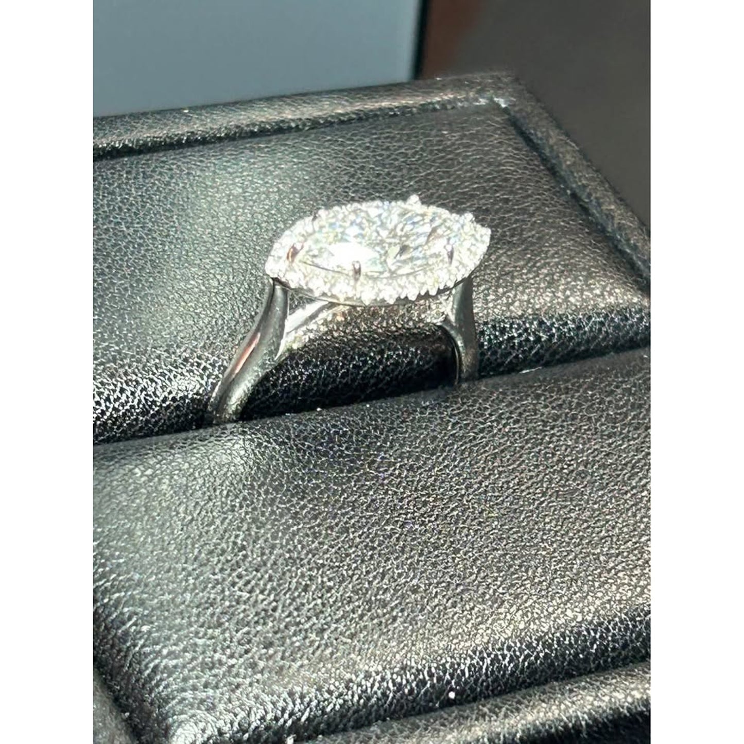 14k White Gold East West Marquise Halo Lab Grown Diamond Ring
