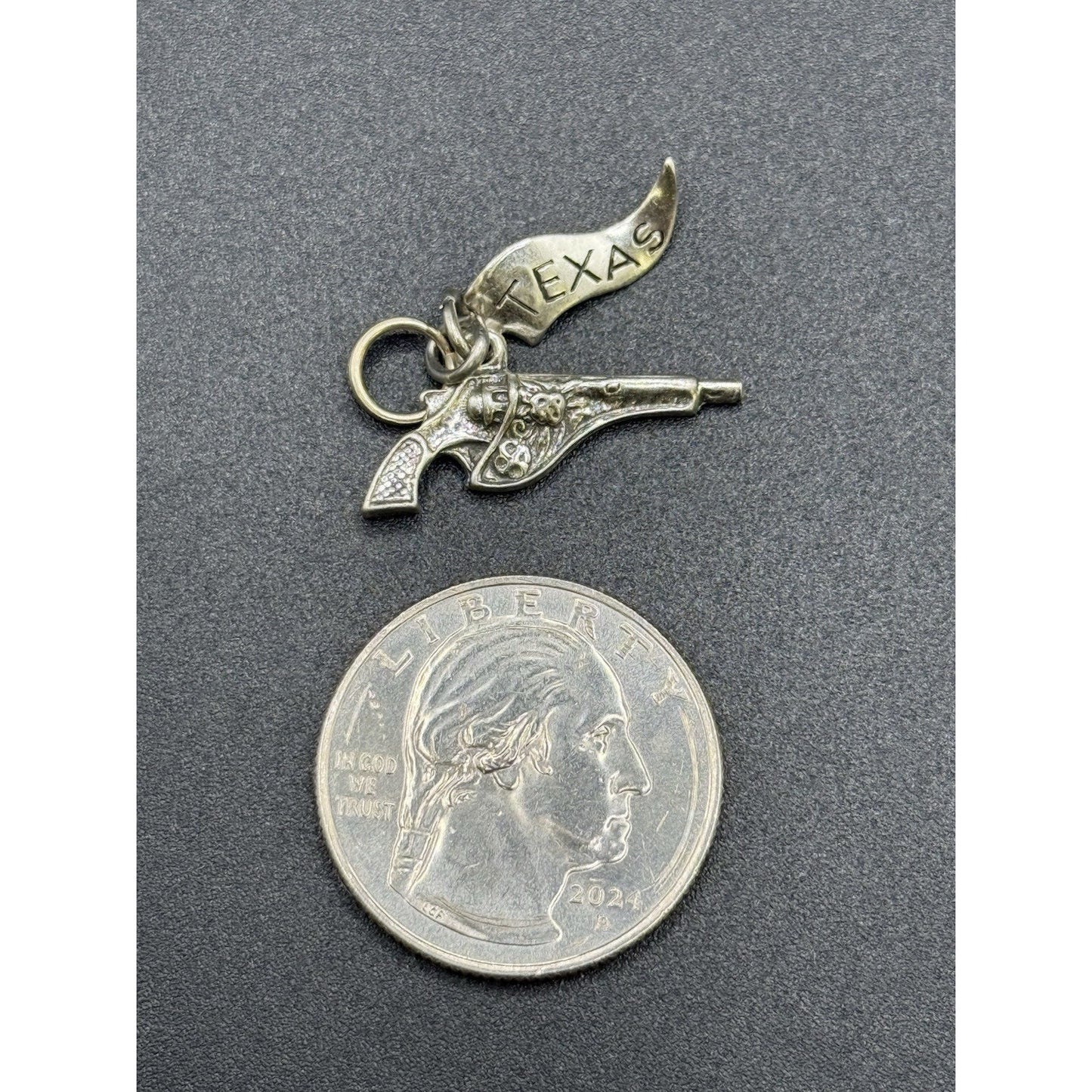 Vintage Sterling Silver Texas Pistol Revolver Charm 925 P3